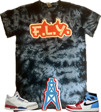 Load image into Gallery viewer, FLY TYE DYE T-SHIRT BLACK/BLUE WITH RED
