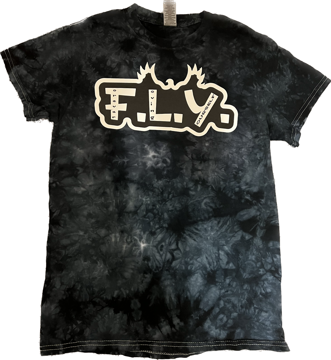 FLY TYE DYE T-SHIRT BLACK/WHITE